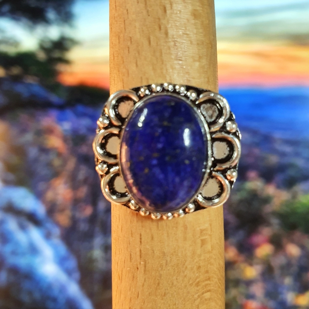 Lapis Lazuli Sterling Silver Plated Ring Size 8